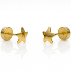 Aros Estrella Lisa Oro 18K