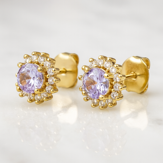 Aros Flor Amatista 10 Mm