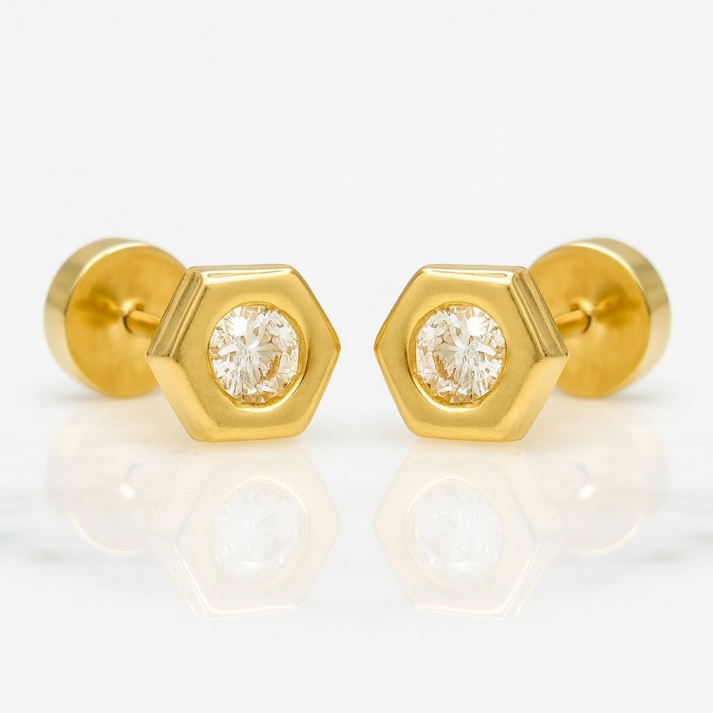 Aros Hexagonal Oro 18K