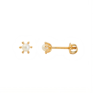 Aros Pistilos Perla Cultivada Oro 18K