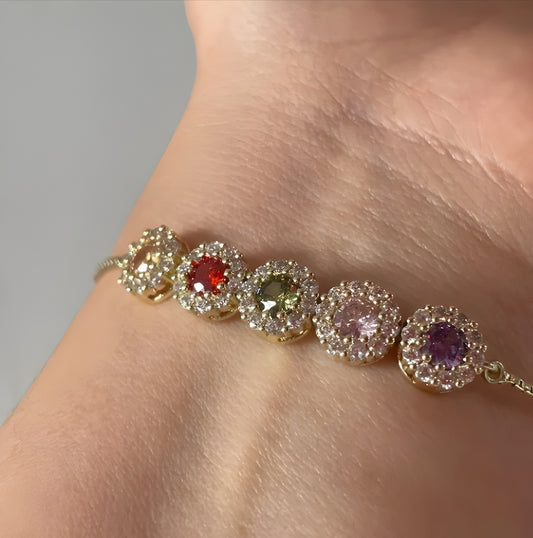 Pulsera 5 Flores con Circones Ajustable