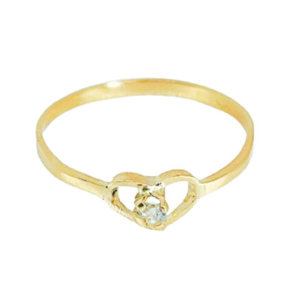 Anillo Juvenil Corazón Circón Oro 18 K