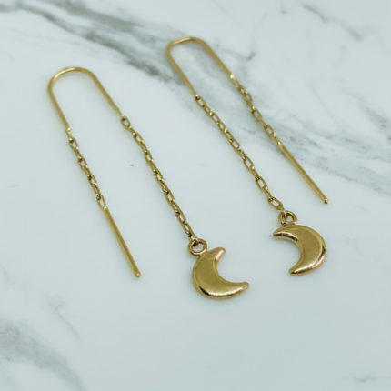 Aros Cadena Colgante Luna Oro 18K