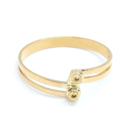 Anillo Doble Bolita Juvenil Oro 18k