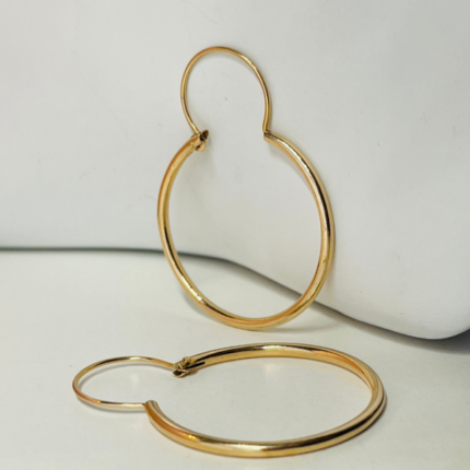 Aros Argollas Tubular con Gancho Oro 18k
