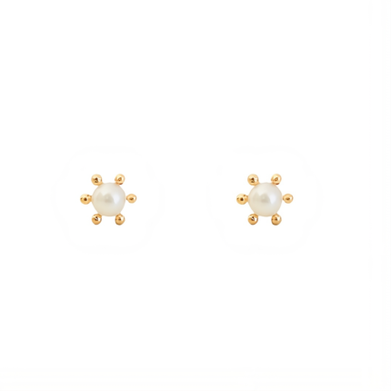Aros Pistilos Perla Cultivada Oro 18K