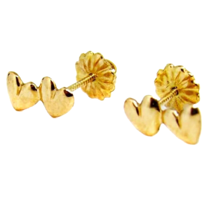 Aros Doble Corazón Atornillados Oro 18k