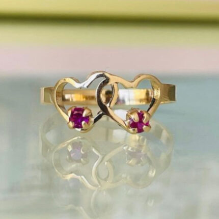 Anillo Doble Corazon Oro 18 K