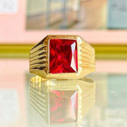 Anillo Sello con Rubí Oro 18 K